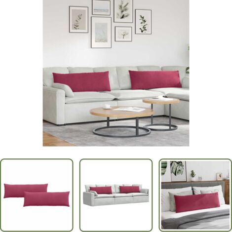 vidaXL Cojines modernos -  Cojines de sofá 2 pcs Rojo vino 120 x 40 cm Tela de pana