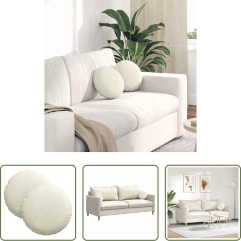 vidaXL Cojines modernos -  Cojines para asiento 2 pcs Crema Ø 40 x 13 cm Terciopelo