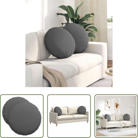 vidaXL Cojines modernos -  Cojines para asiento 2 pcs Gris oscuro Ø50 x 19 cm tela