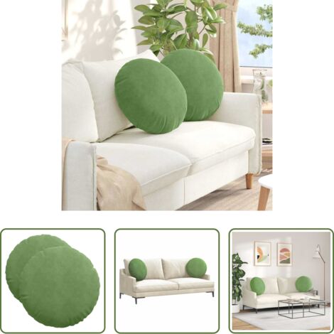 vidaXL Cojines modernos -  Cojines para asiento 2 pcs Verde claro Ø 40 x 13 cm Terciopelo