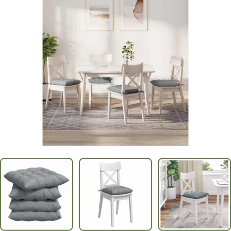 vidaXL Cojines modernos -  Cojines para asiento 4 pcs Gris Claro 40 x 40 x 6 cm tela