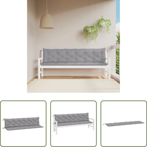 vidaXL Cojines para banco -  Cojines de banco de jardín 2 uds tela Oxford gris 200x50x7 cm