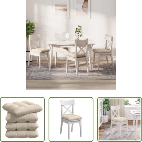 vidaXL Cojines para banco -  Cojines para asiento 4 pcs Beige 40 x 40 cm Tela de microfibra