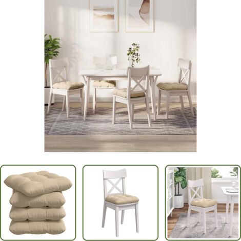 vidaXL Cojines para banco -  Cojines para asiento 4 pcs Crema 40 x 40 cm Tela de microfibra