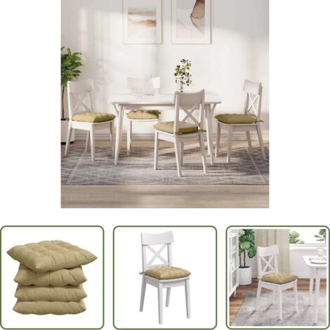 vidaXL Cojines para comedor -  Cojines para asiento 4 pcs Verde grisáceo 40 x 40 x 6 cm