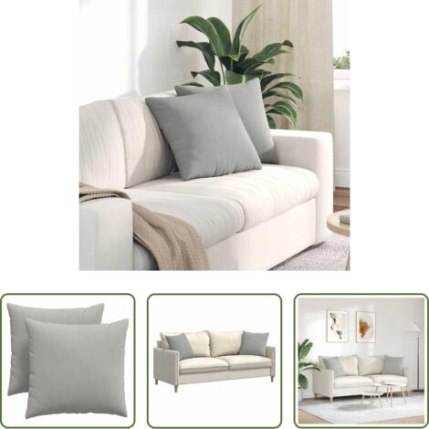 vidaXL Cojines para dormitorio -  Cojines de sofá 2 pcs Gris Claro 45 x 45 cm tela
