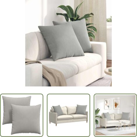 vidaXL Cojines para dormitorio -  Cojines de sofá 2 pcs Gris Claro 80 x 80 cm tela