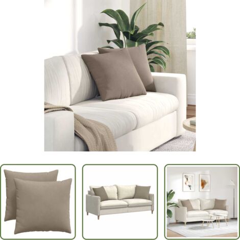 vidaXL Cojines para dormitorio -  Cojines de sofá 2 pcs Taupé 45 x 45 cm tela
