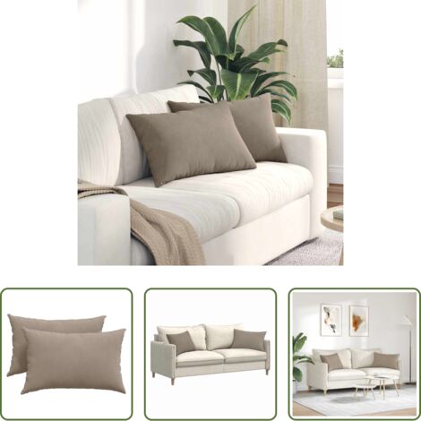 vidaXL Cojines para dormitorio -  Cojines de sofá 2 pcs Taupé 60 x 40 cm tela