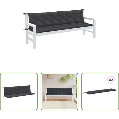vidaXL Cojines para exteriores -  Cojines banco jardín 2 uds tela antracita melange 200x50x7 cm