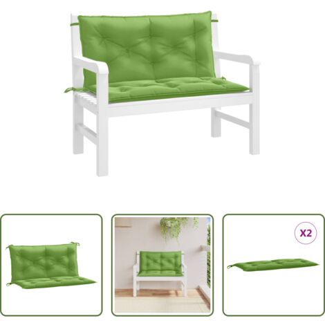 vidaXL Cojines para exteriores -  Cojines para banco jardín 2 uds tela verde melange 100x50x7 cm