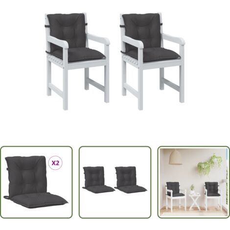 vidaXL Cojines para exteriores -  Cojines silla respaldo bajo 2 ud tela gris antracita melange