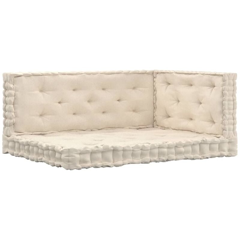 

vidaXL Cojines para palets de suelo 3 unidades algodón beige - Beige