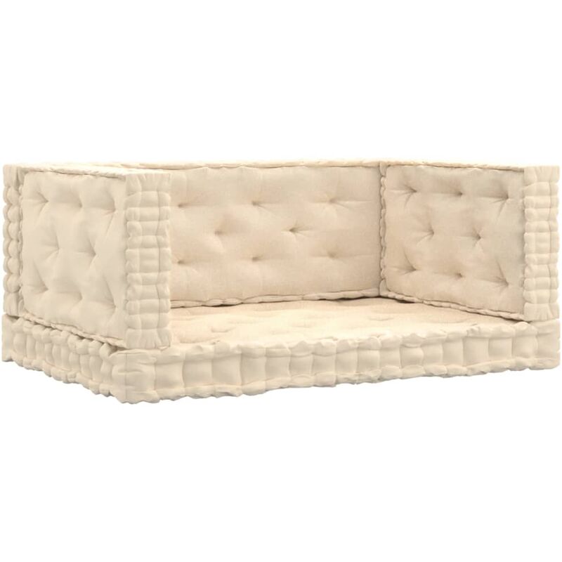 

vidaXL Cojines para palets de suelo 4 unidades algodón beige - Beige