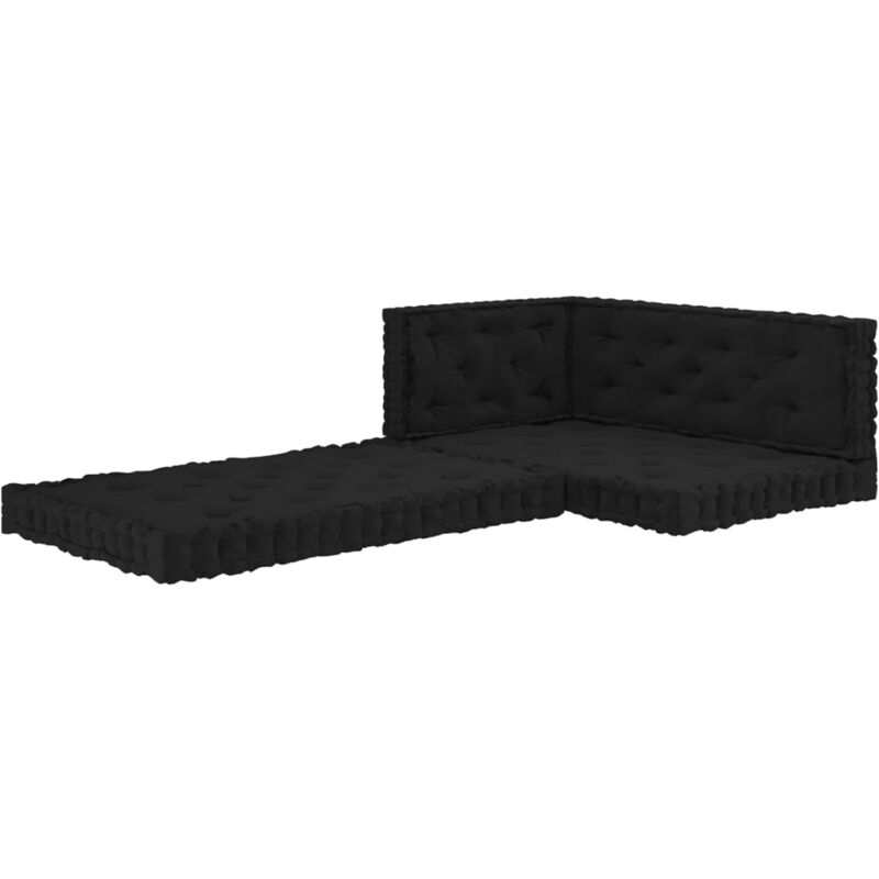 

vidaXL Cojines para palets de suelo 4 unidades algodón negro - Negro