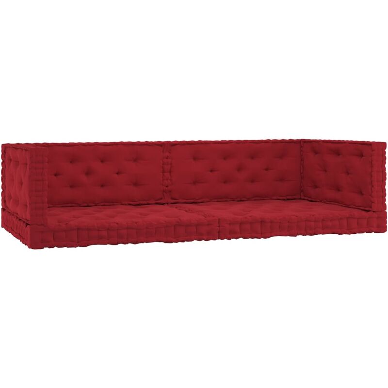 

vidaXL Cojines para palets de suelo 6 unidades algodón rojo burdeos - Rojo