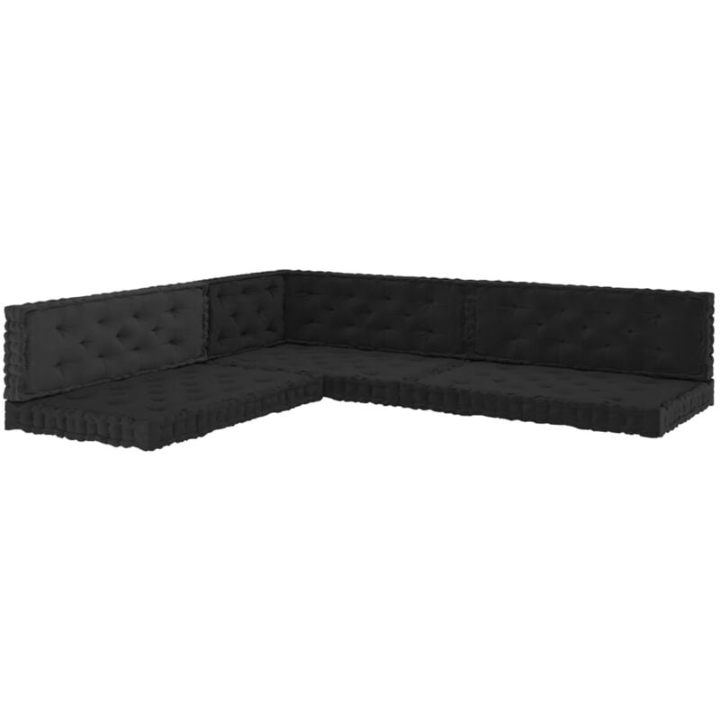 

vidaXL Cojines para palets de suelo 7 unidades algodón negro - Negro