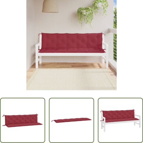 vidaXL Cojines para patio -  Cojines de banco de jardín 2 uds rojo tinto 180x50x7 cm