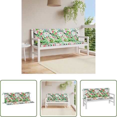 vidaXL Cojines para patio -  Cojines para banco de jardín 2 uds tela multicolor 150x50x7 cm
