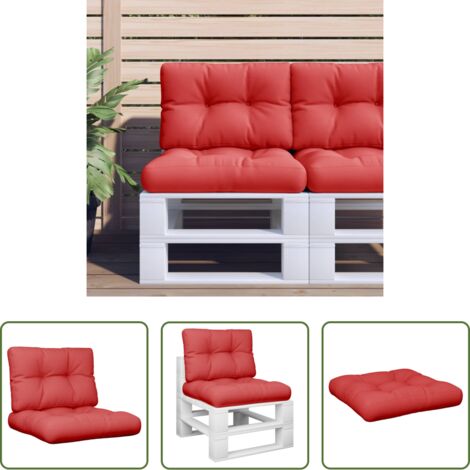 vidaXL Cojines para patio -  Cojines para palets 2 unidades tela rojo