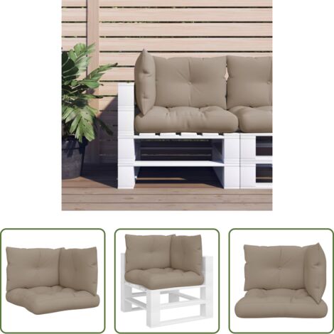 vidaXL Cojines para patio -  Cojines para palets 3 unidades tela gris taupé