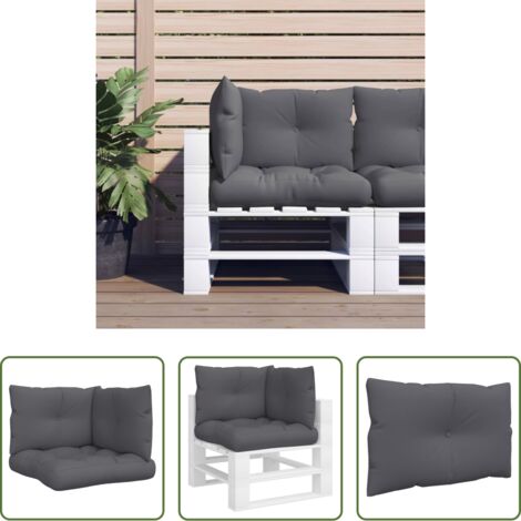 vidaXL Cojines para patio -  Cojines para paletss 3 unidades tela gris antracita