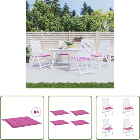 vidaXL Cojines para patio -  Cojines para silla de jardín 4 uds tela rosa 50x50x4 cm