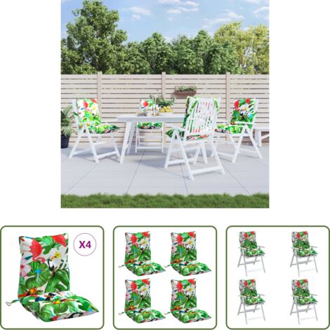 vidaXL Cojines para patio -  Cojines para silla respaldo bajo 4 uds tela Oxford multicolor