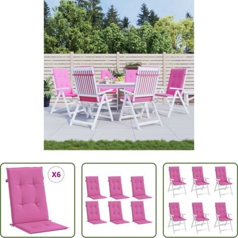 vidaXL Cojines para patio -  Cojines para sillas con respaldo alto 6 uds tela rosa