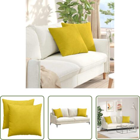 vidaXL Cojines para sala -  Cojines de sofá 2 pcs Amarillo 50 x 50 cm Tela de pana