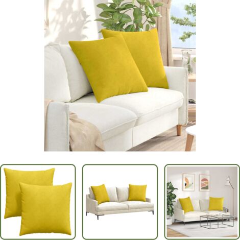 vidaXL Cojines para sala -  Cojines de sofá 2 pcs Amarillo 60 x 60 cm Tela de pana