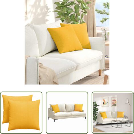 vidaXL Cojines para sala -  Cojines de sofá 2 pcs Amarillo Claro 45 x 45 cm Tela de pana