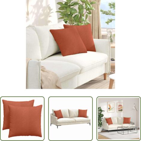 vidaXL Cojines para sala -  Cojines de sofá 2 pcs Rojo Naranja 45 x 45 cm Tela de pana