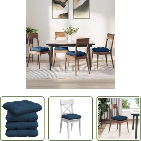 vidaXL Cojines para sala -  Cojines para asiento 4 pcs Azul 45 x 45 x 12 cm tela