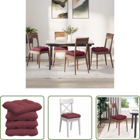 vidaXL Cojines para sala -  Cojines para asiento 4 pcs Rojo vino 40 x 40 x 12 cm tela