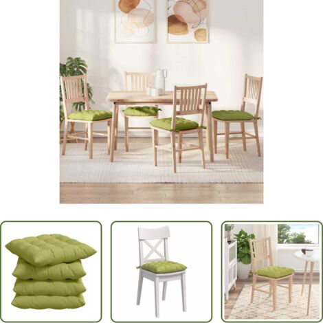 vidaXL Cojines para salas -  Cojines para asiento 4 pcs Verde claro 40 x 40 x 6 cm tela