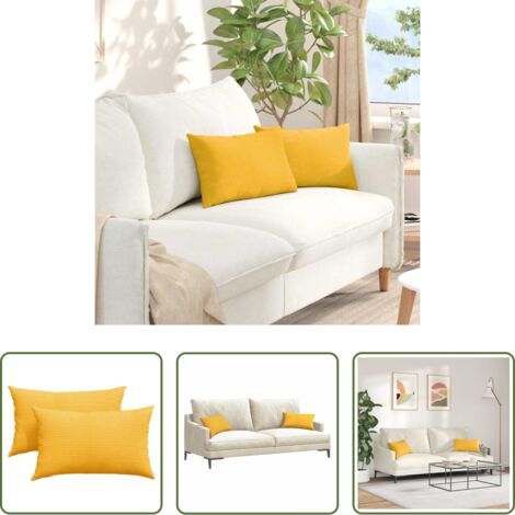 vidaXL Cojines para salón -  Cojines de sofá 2 pcs Amarillo Claro 50 x 30 cm Tela de pana