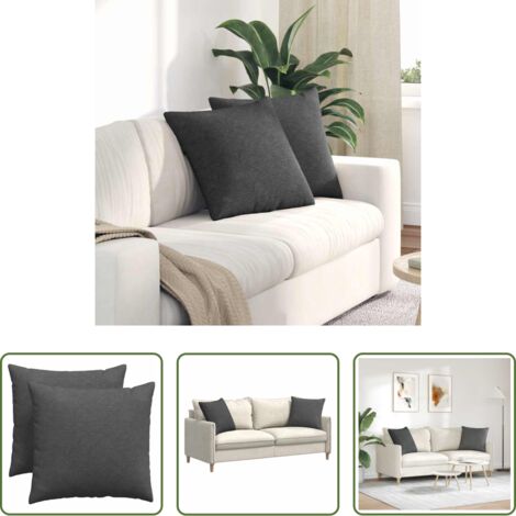 vidaXL Cojines para salón -  Cojines de sofá 2 pcs Gris oscuro 50 x 50 cm Tela de pana