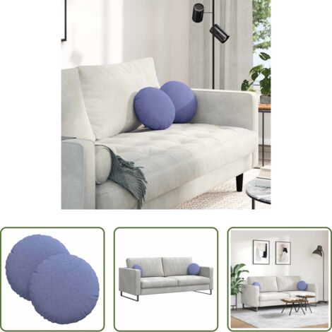 vidaXL Cojines para salón -  Cojines para asiento 2 pcs Azul jeans Ø30 x 13 cm tela