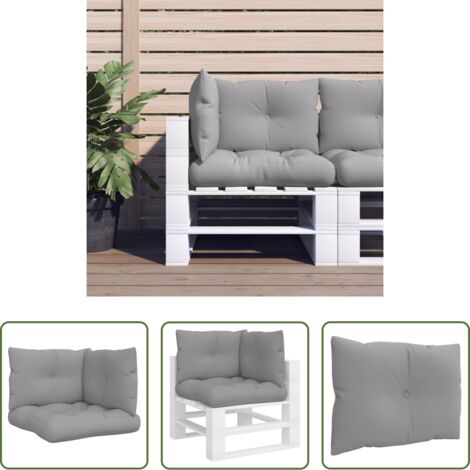 vidaXL Cojines para salón -  Cojines para palets 3 unidades tela gris