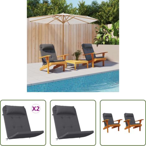 vidaXL Cojines para salón -  Cojines para silla Adirondack 2 uds tela Oxford gris antracita