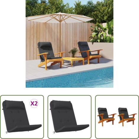 vidaXL Cojines para salón -  Cojines para silla Adirondack 2 uds tela Oxford negro