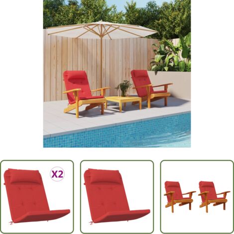 vidaXL Cojines para salón -  Cojines para silla Adirondack 2 uds tela Oxford rojo
