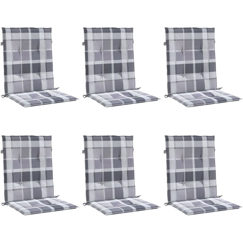 

vidaXL Cojines para silla de jardín 6 uds a cuadros gris 100x50x4 cm - Multicolor