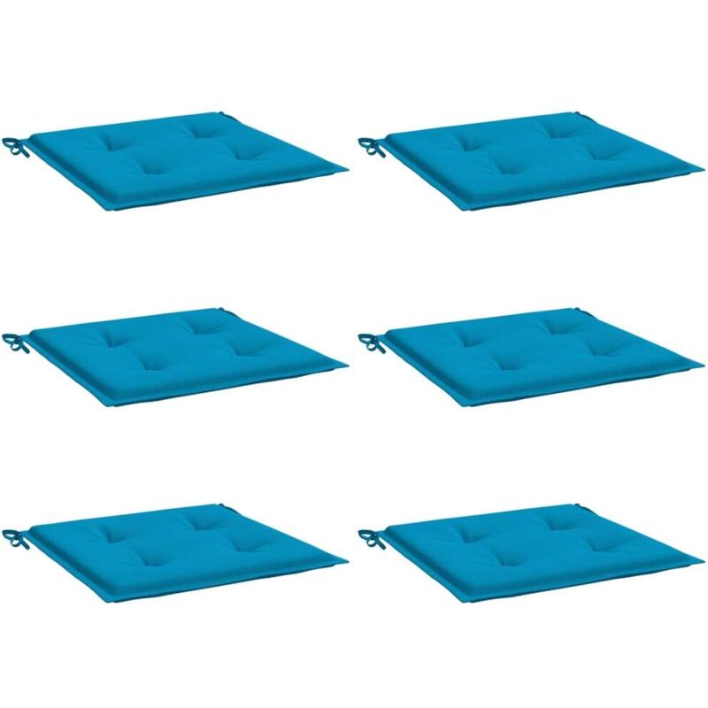 

vidaXL Cojines para silla de jardín 6 unidades tela azul 50x50x4 cm - Azul