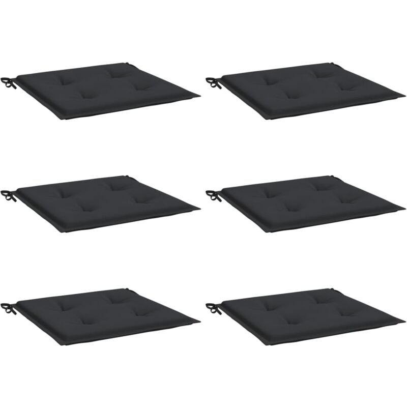 

vidaXL Cojines para silla de jardín 6 unidades tela negro 50x50x4 cm - Negro