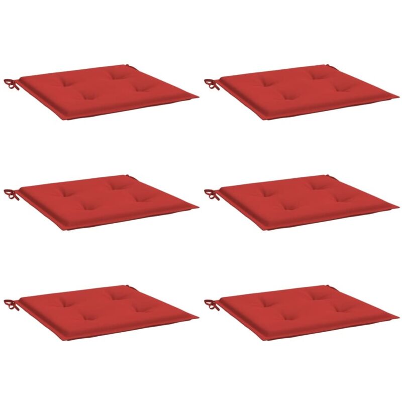 

vidaXL Cojines para silla de jardín 6 unidades tela rojo 50x50x4 cm - Rojo