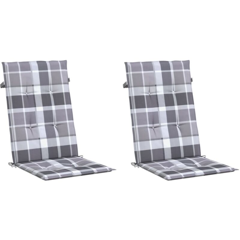 

vidaXL Cojines para sillas de jardín 2 uds cuadros grises 120x50x4 cm - Multicolor