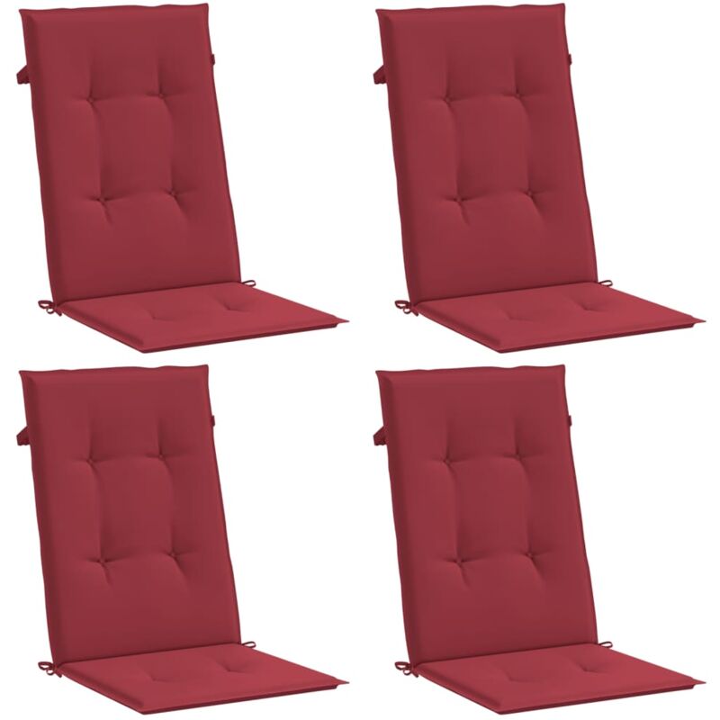 

vidaXL Cojines para sillas de jardín 4 unidades rojo tinto 120x50x4 cm - Rojo