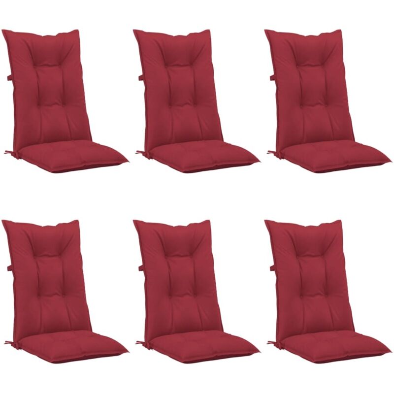

vidaXL Cojines para sillas de jardín 6 uds rojo tinto 120x50x7 cm - Rojo